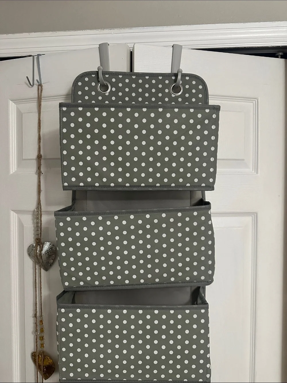 Over-the-Door Polka Dot Hanging Organizer for baby- Gray NWT